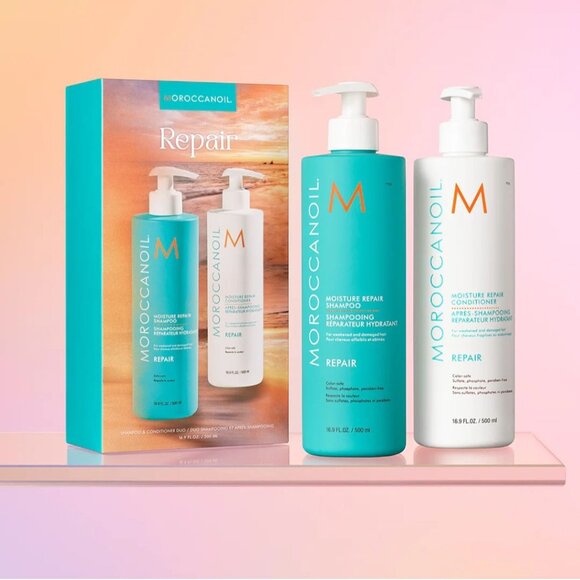 New - Moroccanoil Moisture Repair Shampoo & Conditioner Half-Liter Set - Picture 1 of 10